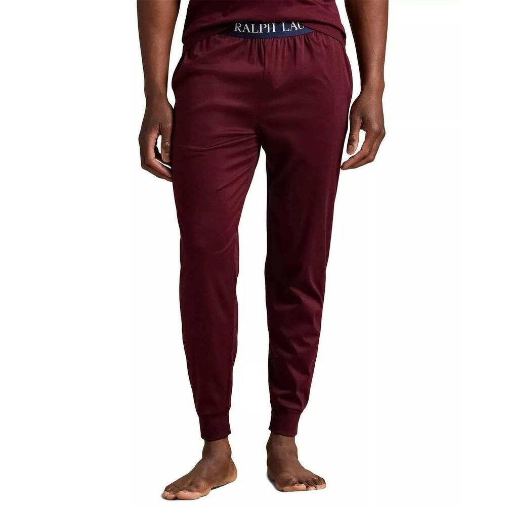 NEW POLO RALPH LAUREN men's logo waistband jogger pajama pants in wine